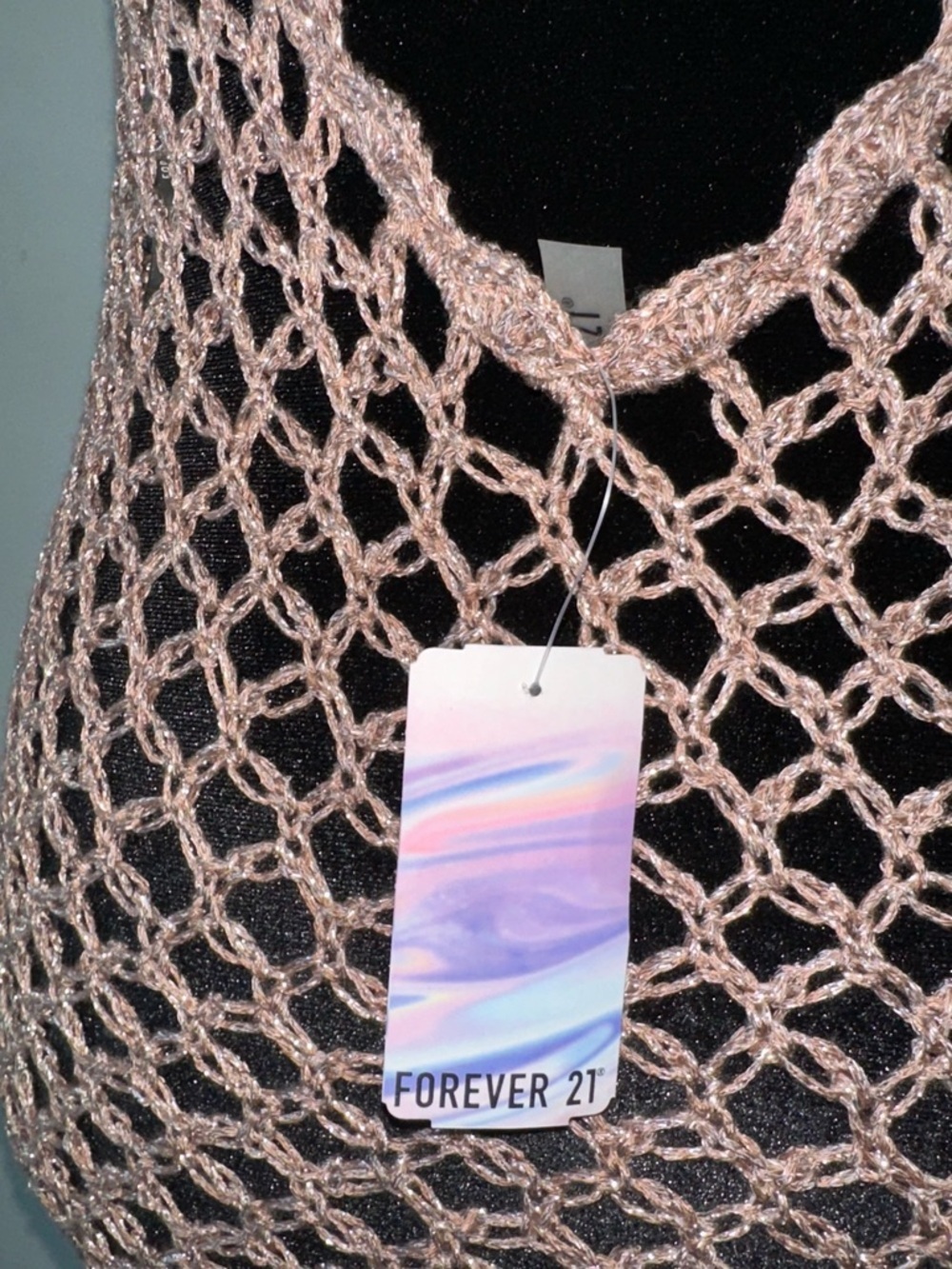 Sheer Metallic Crochet Swim Cover-Up Dress 👙 - Picture 8 of 8
